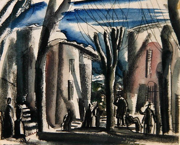 Tunis (kol & akvarell på papper) av Jules Pascin