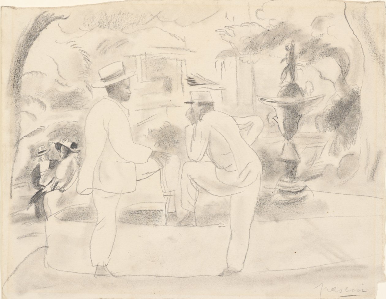 Två män i parken av Jules Pascin