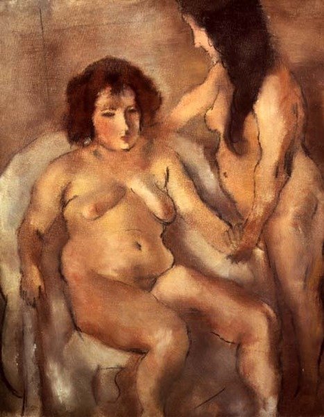 Two Nude Women (The Bordello) c.1919 (olja på duk) av Jules Pascin