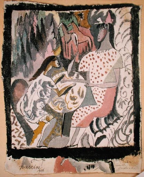 Två kvinnor vid ett cirkulärt bord, South Carolina av Jules Pascin