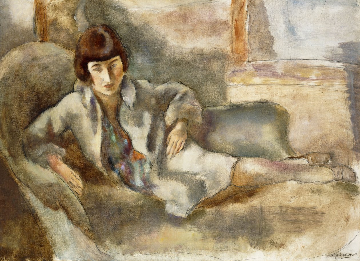Kvinna på en soffa; Damen på soffan, c.1927 av Jules Pascin