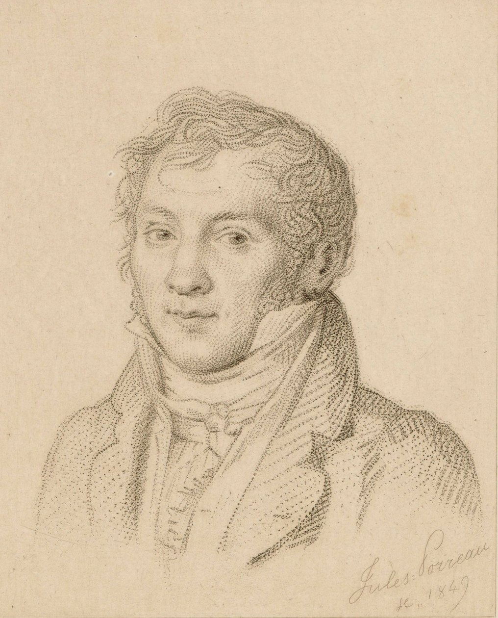 Porträtt av violinisten och kompositören Louis-Luc Loiseau de Persuis 1769-1819, 1849. av Jules Porreau
