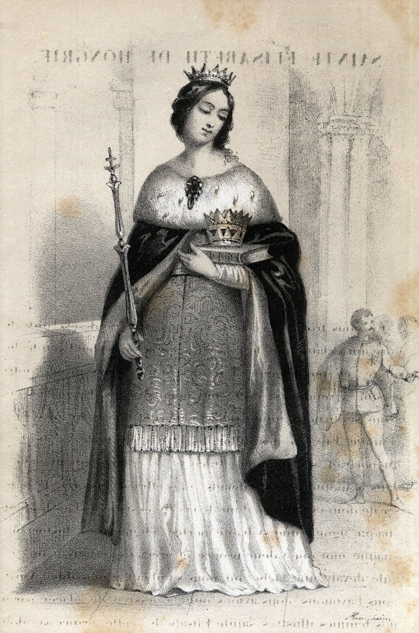 Porträtt av Sankta Elizabeth av Ungern (1207 - 1231) av Jules and Raunheim Hermann David
