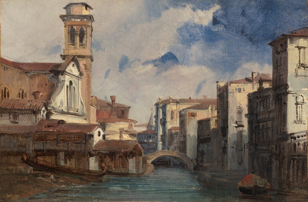 Kyrkan San Trovaso, Venedig, ca. 1830. av Jules Romain Joyant