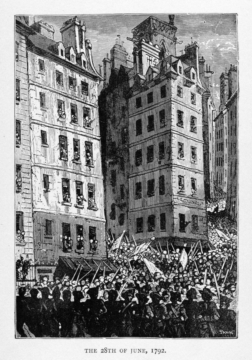 Den 28 juni 1792, graverad av Stephane Pannemaker (1847-1930), från "The History of France", av Emile de Bonnechose, utgiven av Ward, Lock och Com London av Jules Theophile Schuler