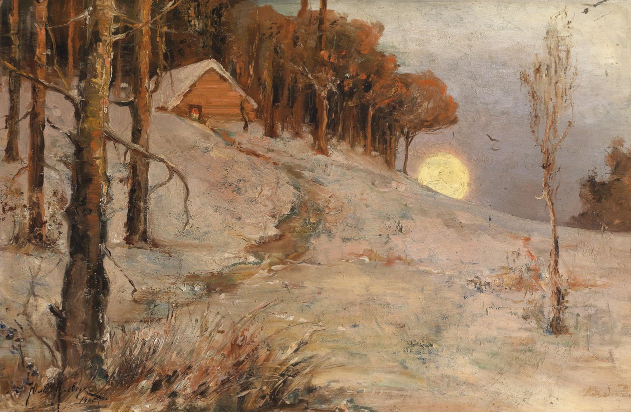 Vinterskog i kvällssolens strålar, 1902 av Juli Julievich Klever