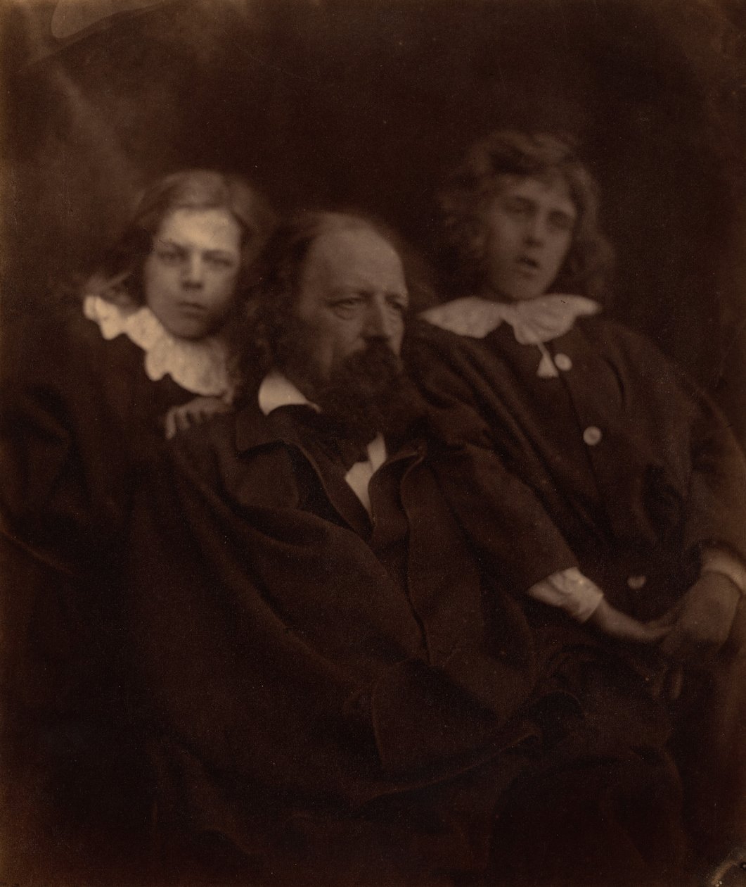 Alfred Tennyson med sina söner,1865 (foto) av Julia Margaret Cameron