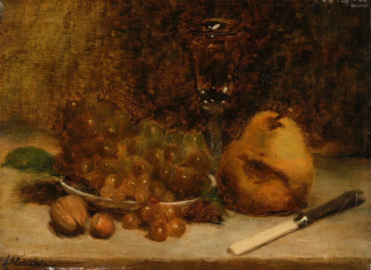Grapes, Knife and Glass av Julian Alden Weir