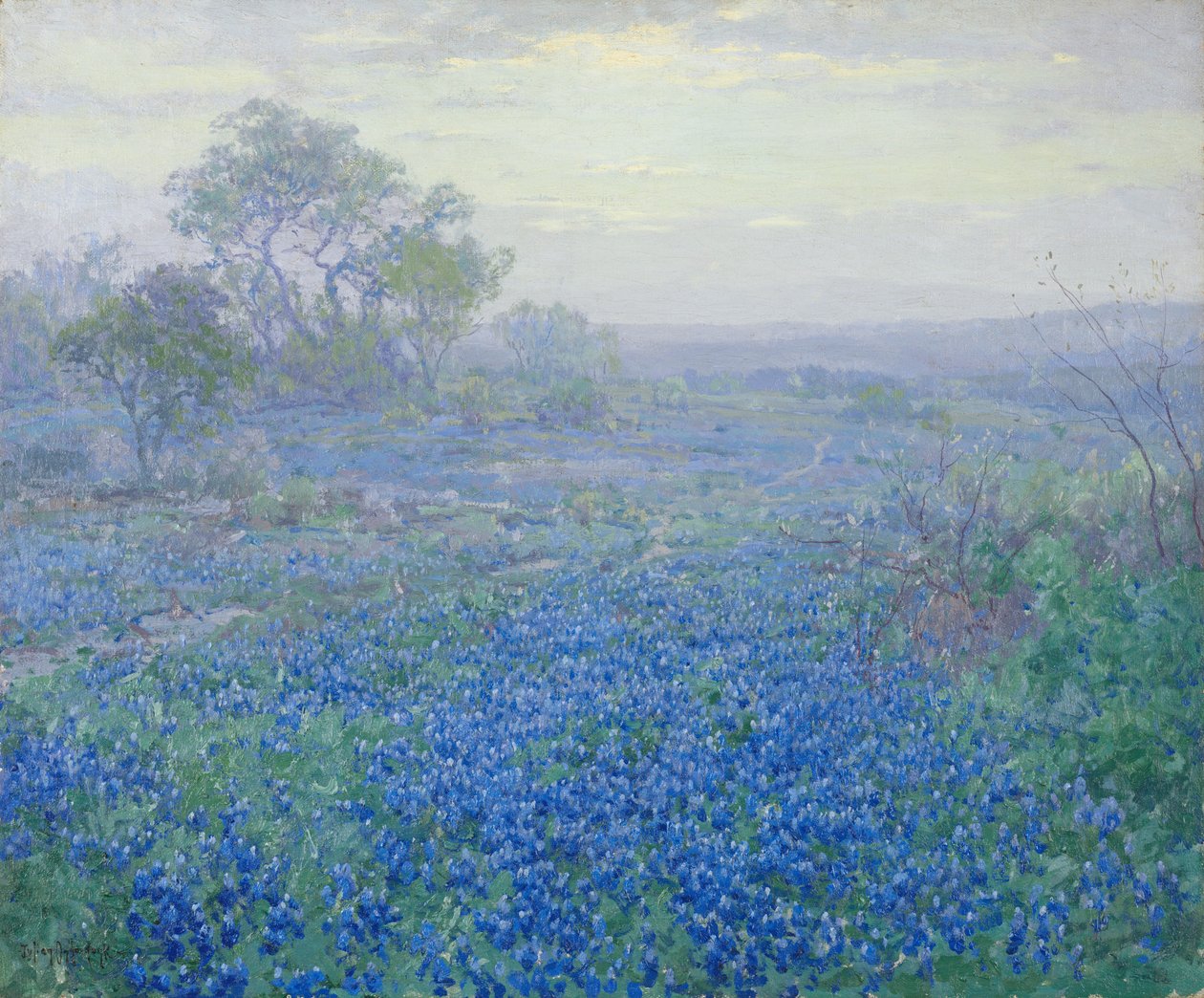 En molnig dag, Bluebonnets nära San Antonio, Texas av Julian Onderdonk
