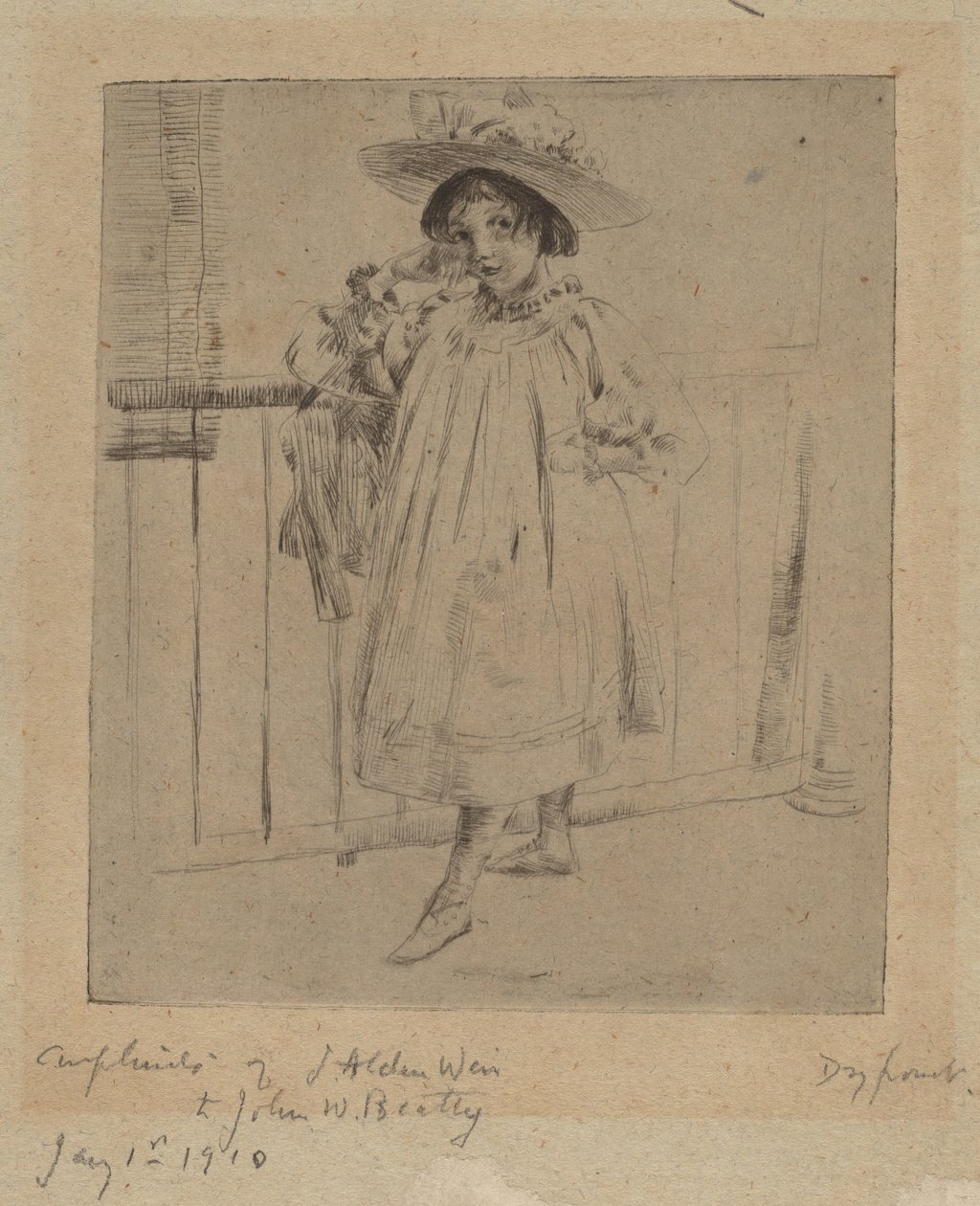 Ung flicka med stor hatt, 1893. av Julian Alden Weir