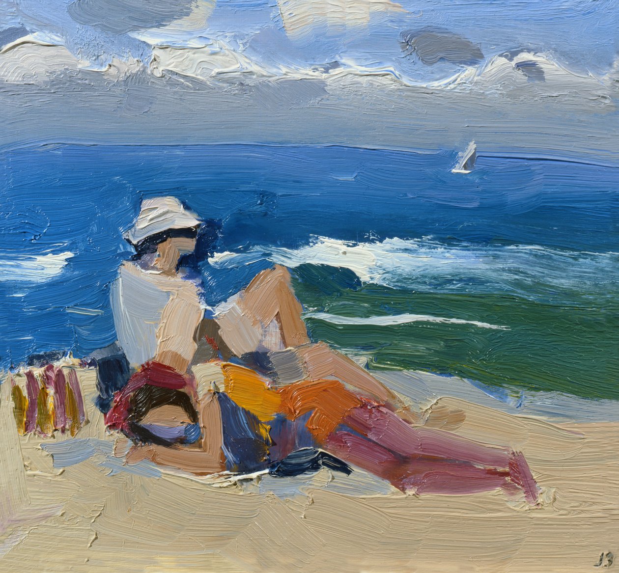 Figures by the Sea, St Ives (olja ombord) av Julian Bailey