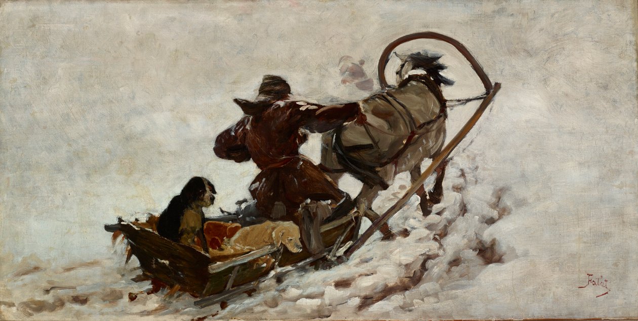 Hundar på jakt, ca 1886 (olja på duk) av Julian Falat