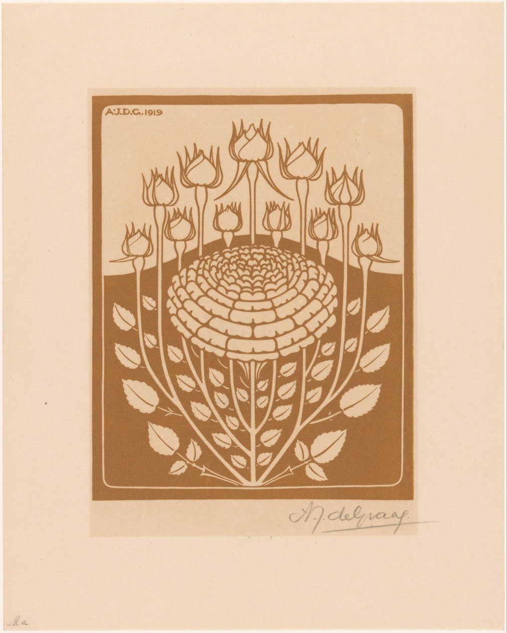 rosenbuske av Julie de Graag (signed by artist)