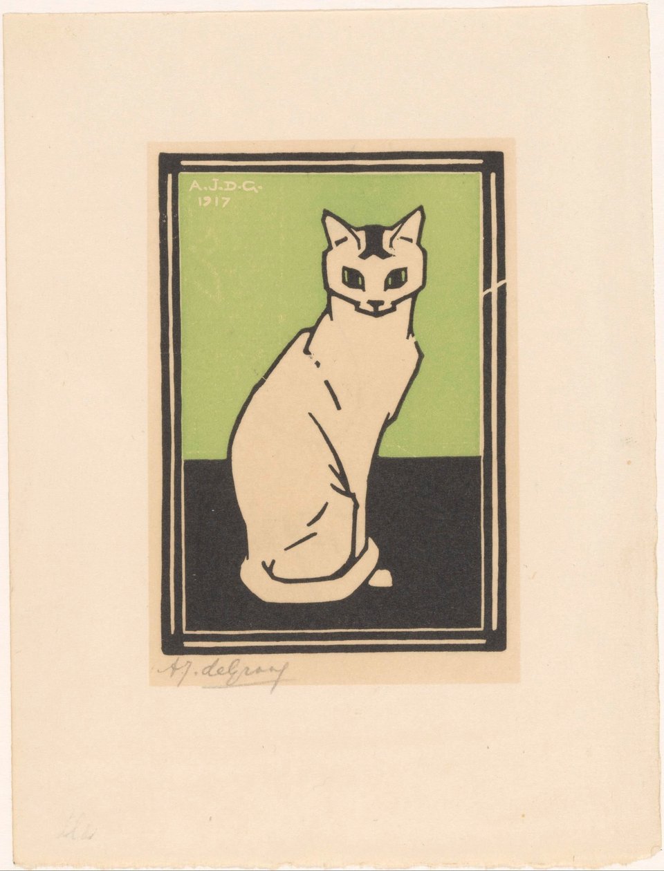 sittande katt av Julie de Graag (signed by artist)