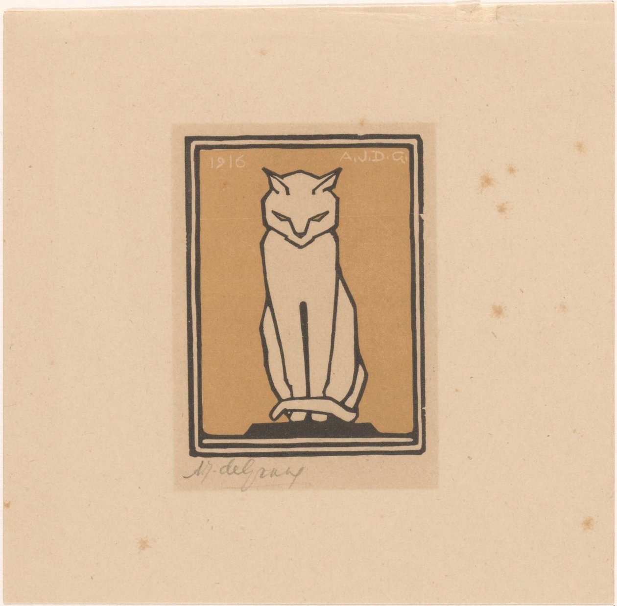 sittande katt av Julie de Graag (signed by artist)