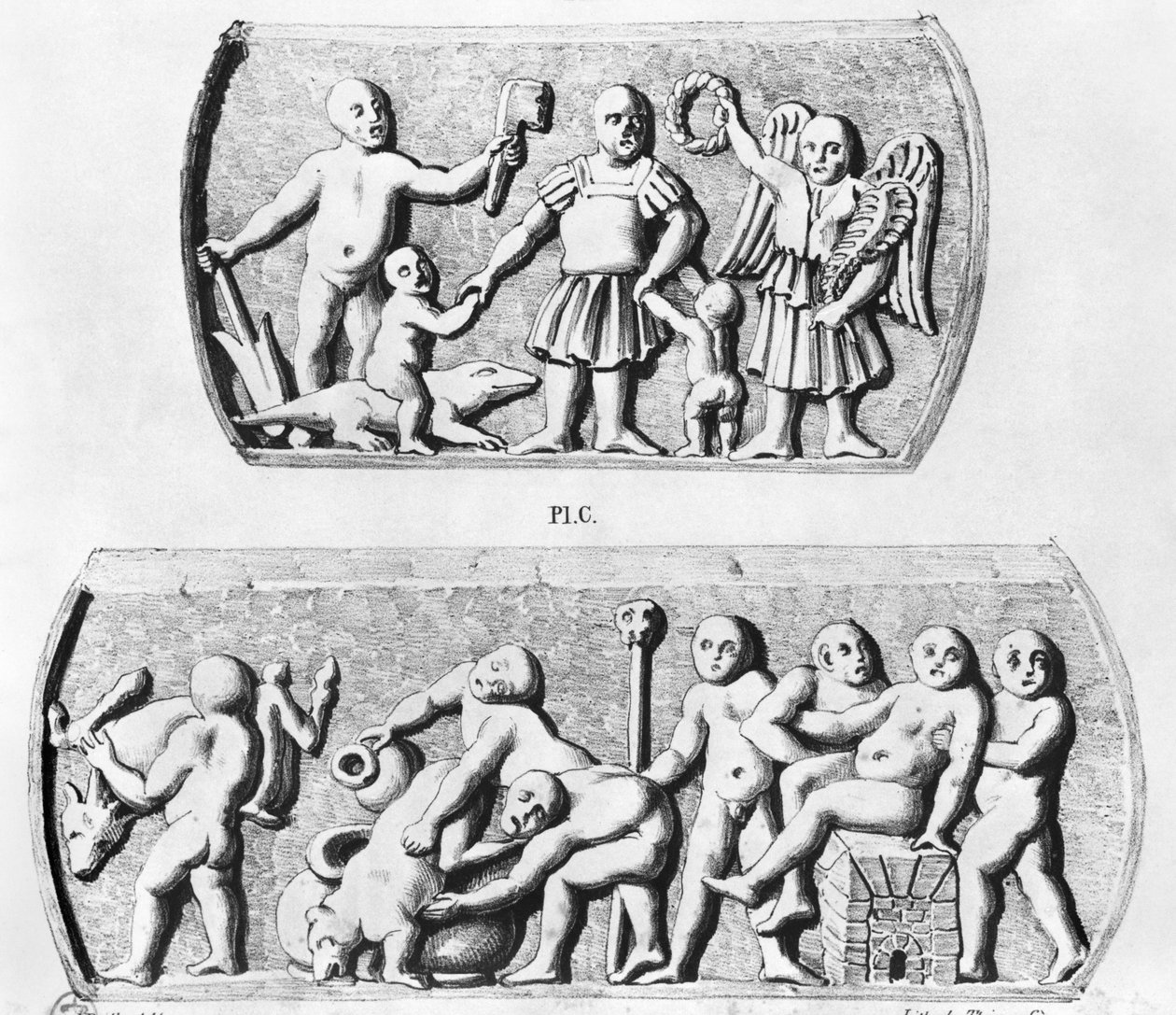 Gnosans triumf, kopia av gnostiska kistor, graverad av Thierry freres (1800-talet) av Julien Leopold Boilly