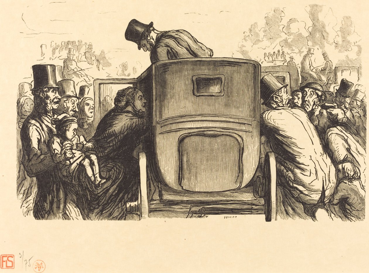 Universell utställning: Utlänningen hittar alla önskvärda faciliteter... av Julien Antoine Peulot after Honoré Daumier