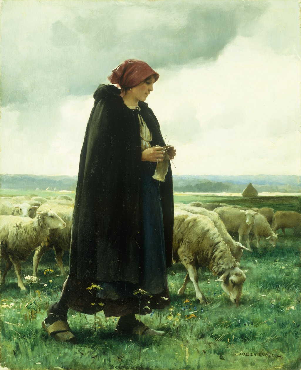 En herdinna med sin flock av Julien Dupre