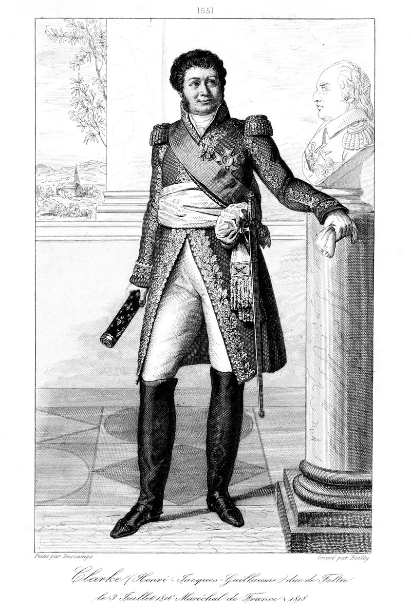 Henri Jacques-Guillaume Clarke 1765-1818, hertig av Feltre och marskalk av Frankrike, 1839. av Julien Leopold Boilly
