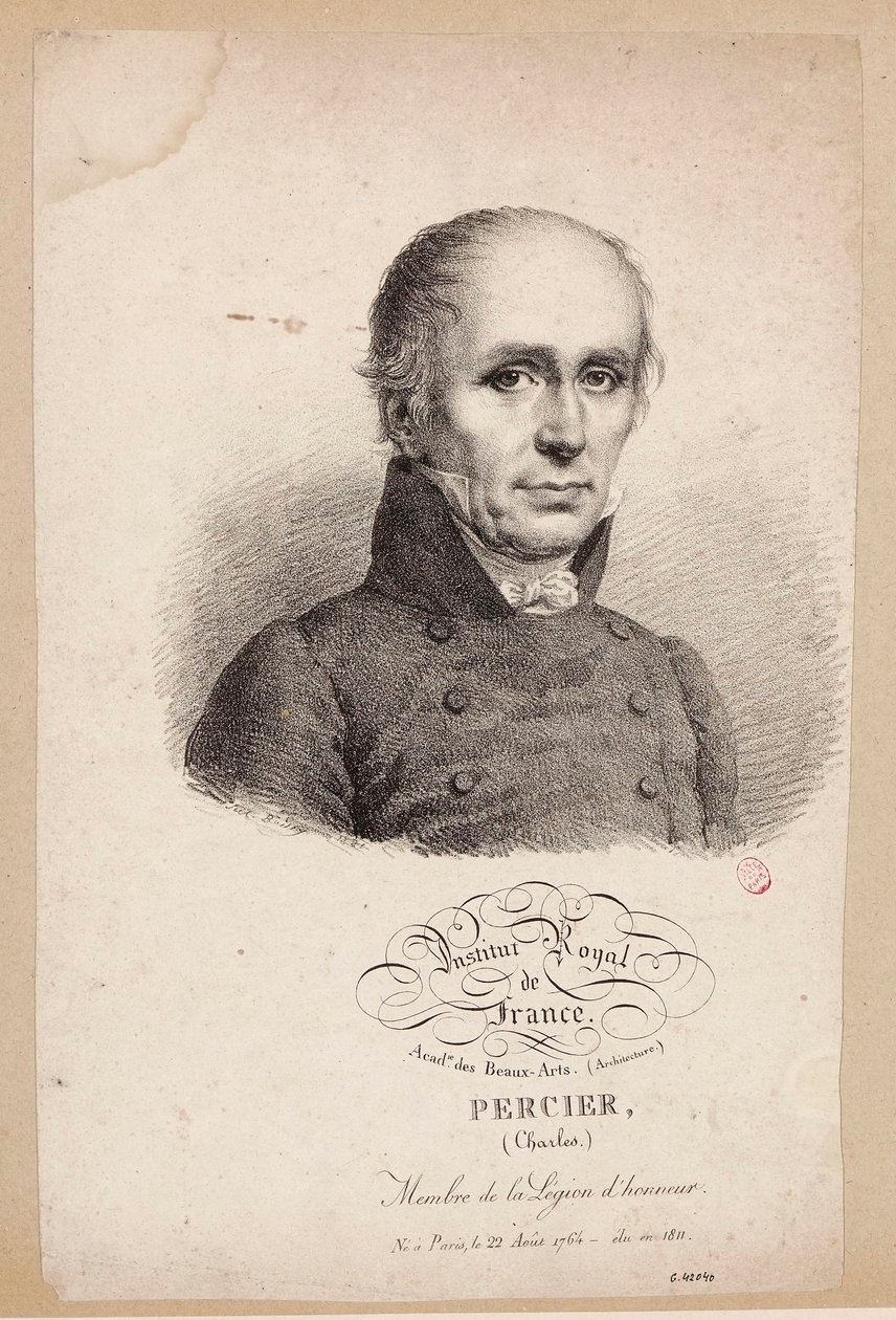 Institut Royal de France. Académie des Beaux-Arts. (Architektur.) Percier, (Charles.) Mitglied der Ehrenlegion. Geboren in Paris, am 22. August 1764 - gewählt 1811. av Julien Leopold Boilly