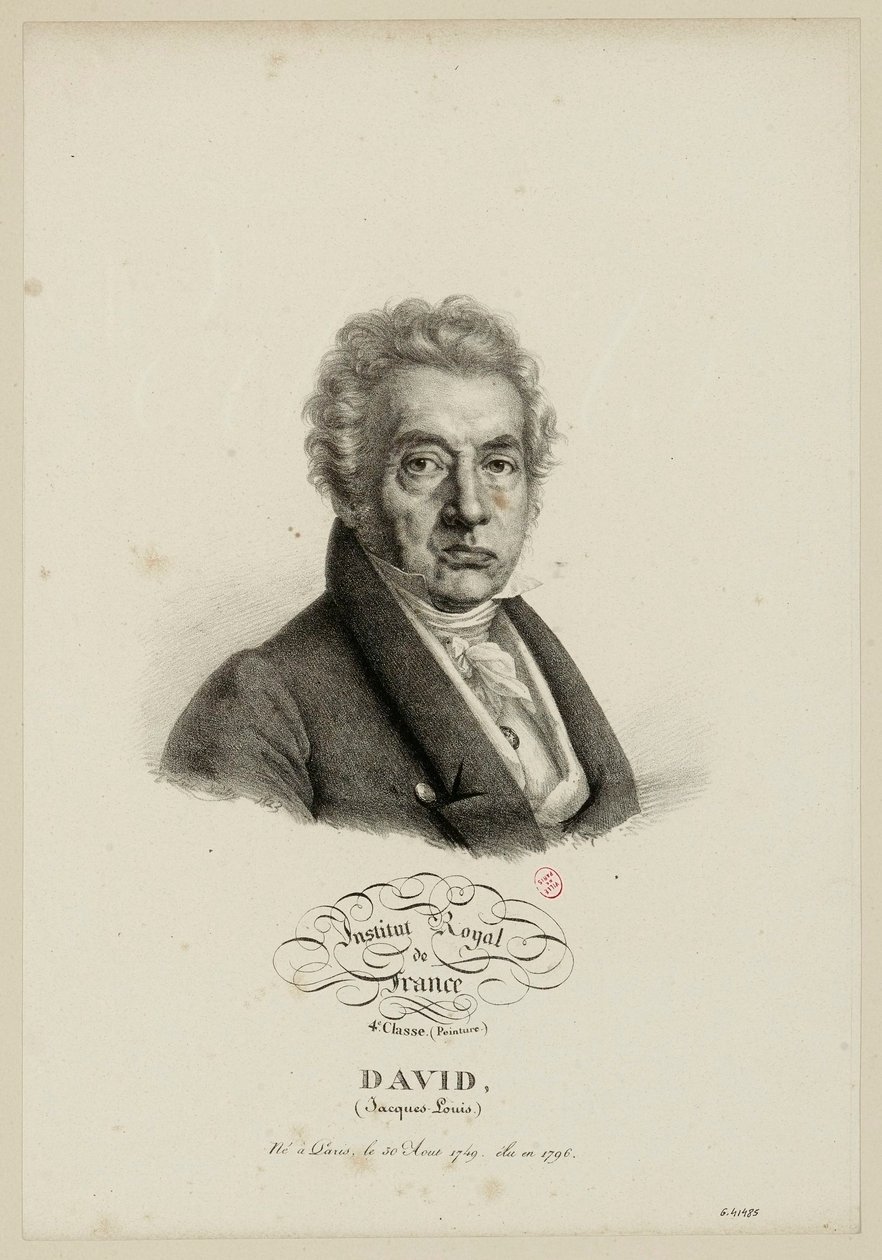 Kungliga institutet i Frankrike, 4:e klassen. (Måleri.) David, (Jacques-Louis.) Född i Paris den 30 augusti 1749, invald 1796. av Julien Leopold Boilly