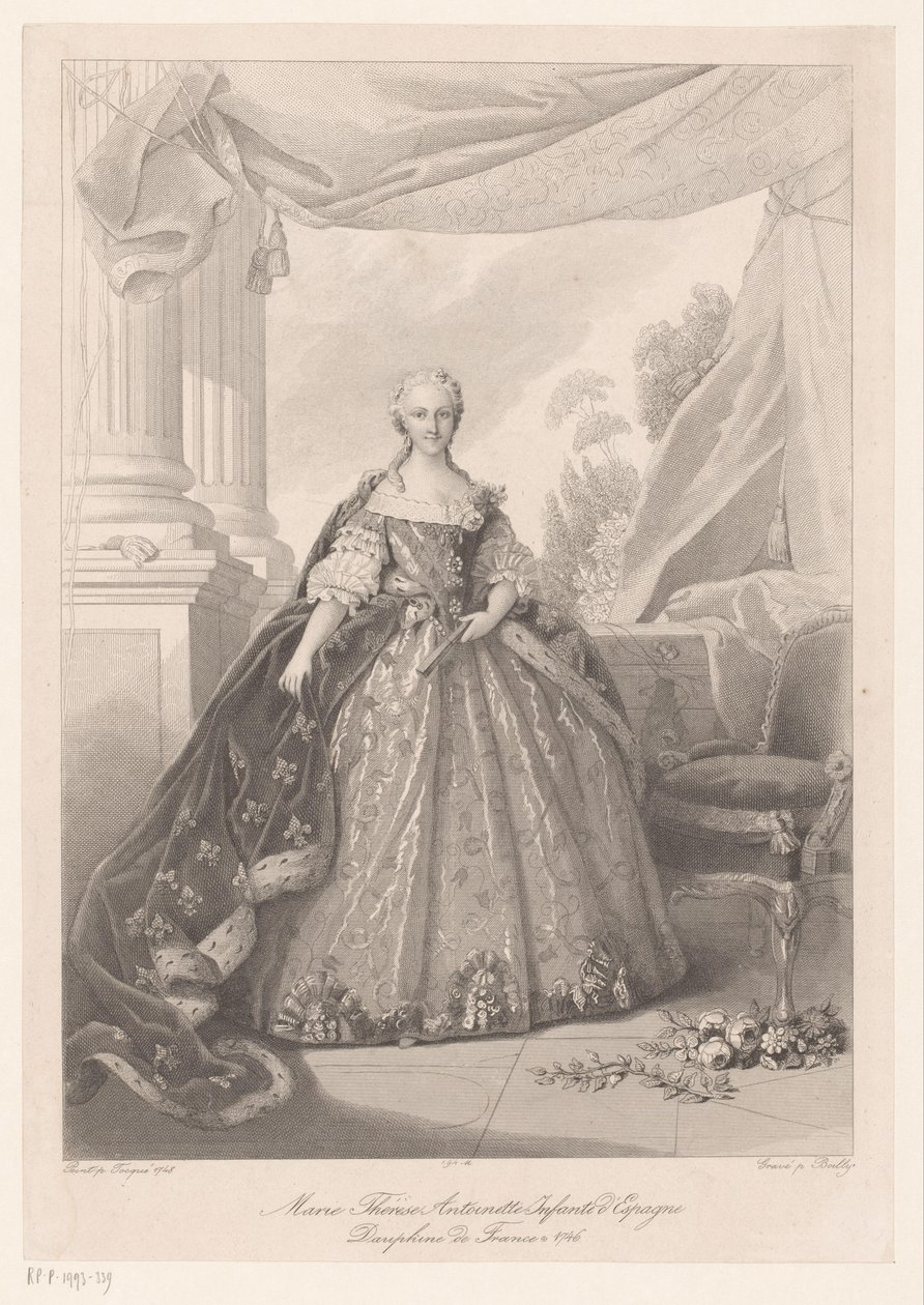 Porträtt av Maria Theresia van Bourbon Marie Thérèse Antoinette Infanta från Spanien (titel på objekt) av Julien Leopold Boilly