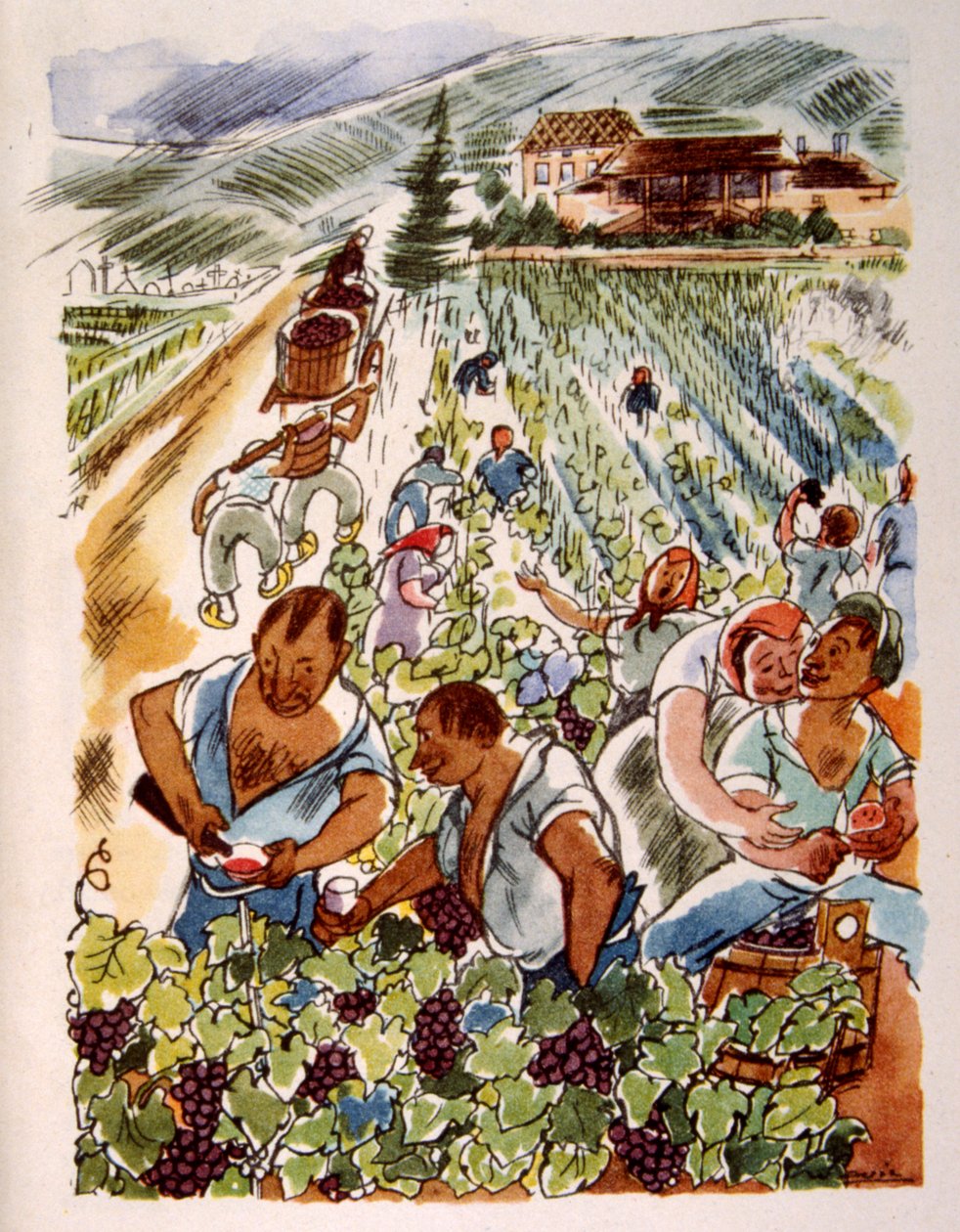 fransk vingård. 1944. Illustration av Julien Pavil av Julien Pavil