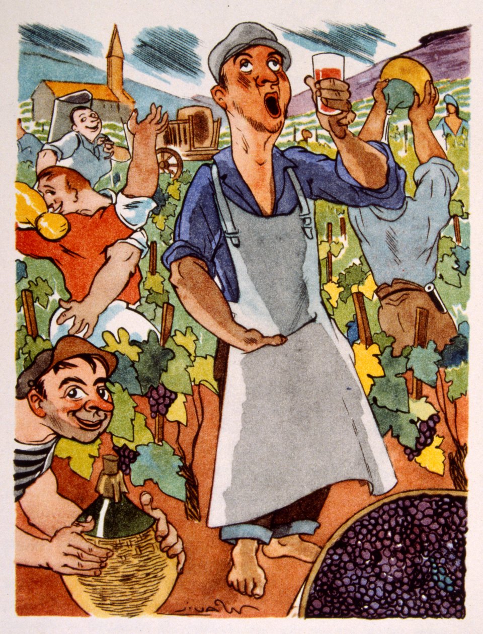 fransk vingård. 1944. Illustration av Julien Pavil av Julien Pavil