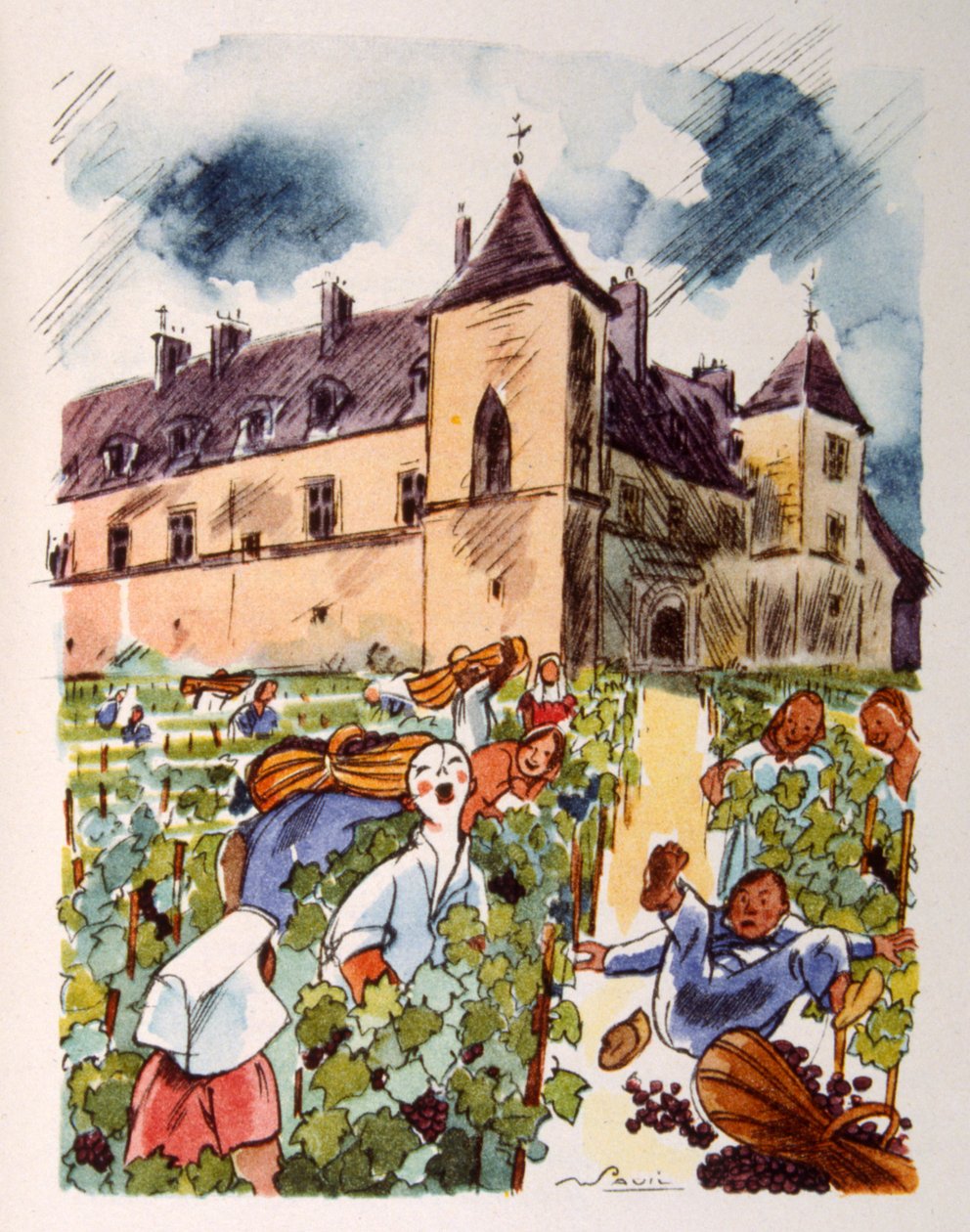 fransk vingård. 1944. Illustration av Julien Pavil av Julien Pavil