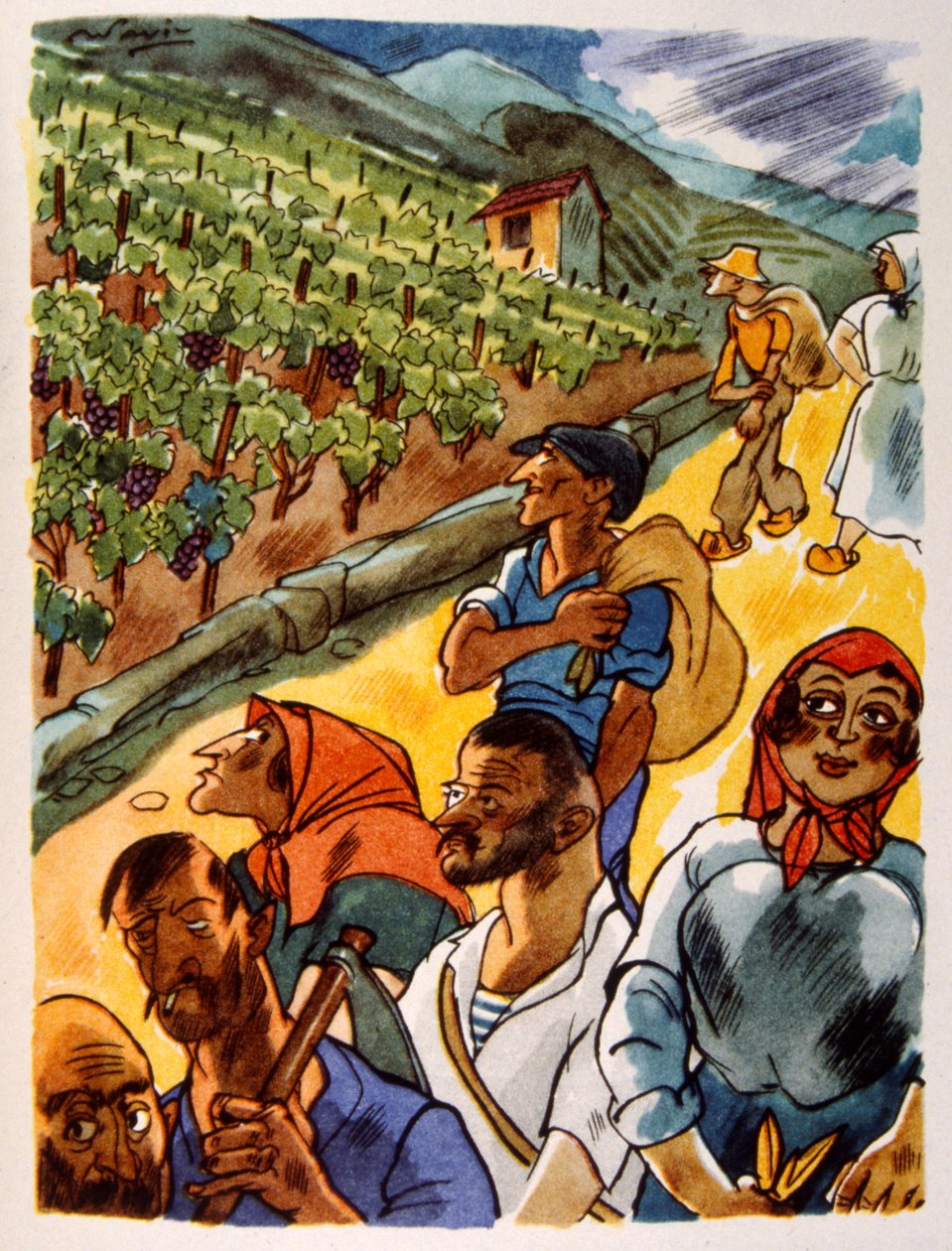 fransk vingård. 1944. Illustration av Julien Pavil av Julien Pavil