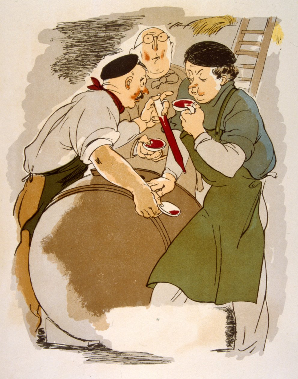 Humoristisk vinillustration 1946. Illustration av Julien Pavil av Julien Pavil