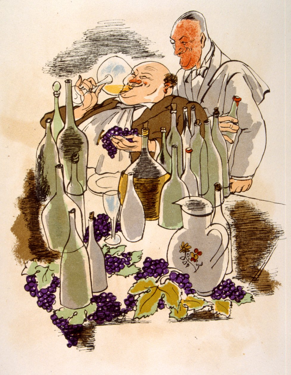 ユーモラスなワイン イラスト 1946.Illustration by Julien Pavil Swedish av Julien Pavil