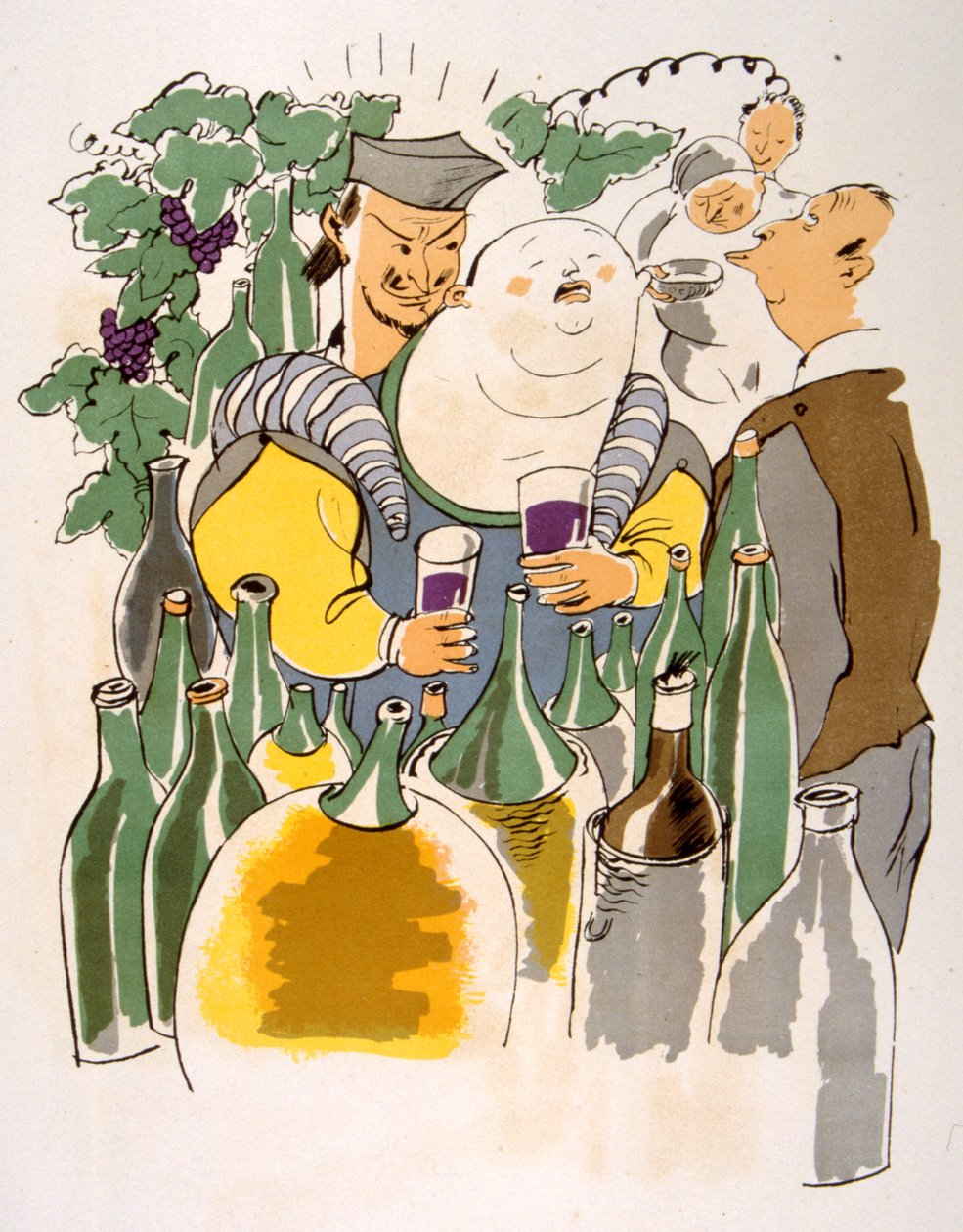 Humoristisk vinillustration 1946. Illustration av Julien Pavil av Julien Pavil