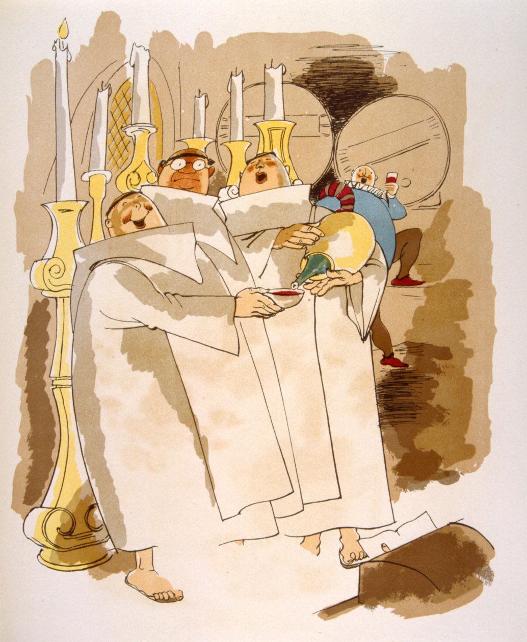 Humoristisk vinillustration 1946. Illustration av Julien Pavil av Julien Pavil