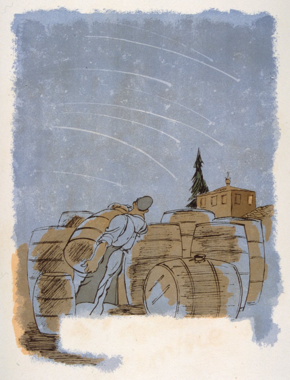 Humoristisk vinillustration 1946. Illustration av Julien Pavil av Julien Pavil