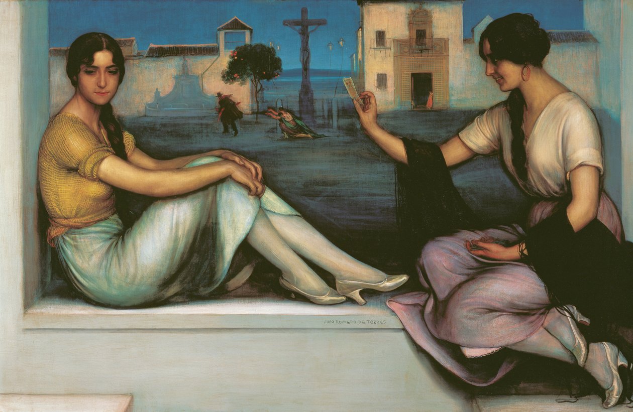 Spådom - Romero de Torres, Julio (1874-1930) - 1922 - Olja på duk - 106x163 - Museo Carmen Thyssen, Malaga av Julio Romero de Torres