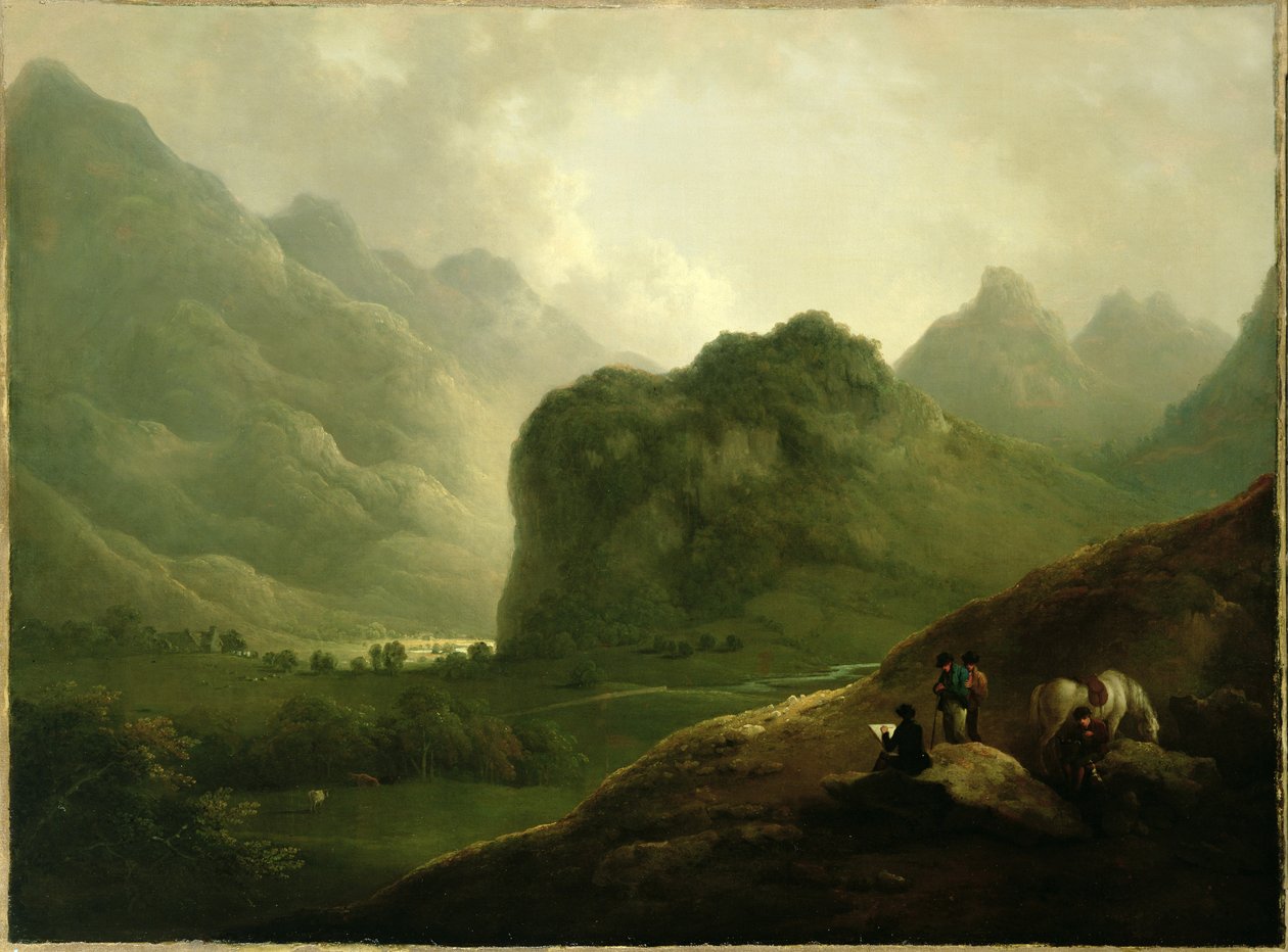 En skissfest i passet på Borrowdale av Julius Caesar Ibbetson