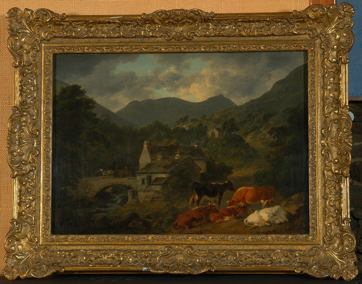 Buttermere Bridge and Church från The Fish Inn, 1813 av Julius Caesar Ibbetson