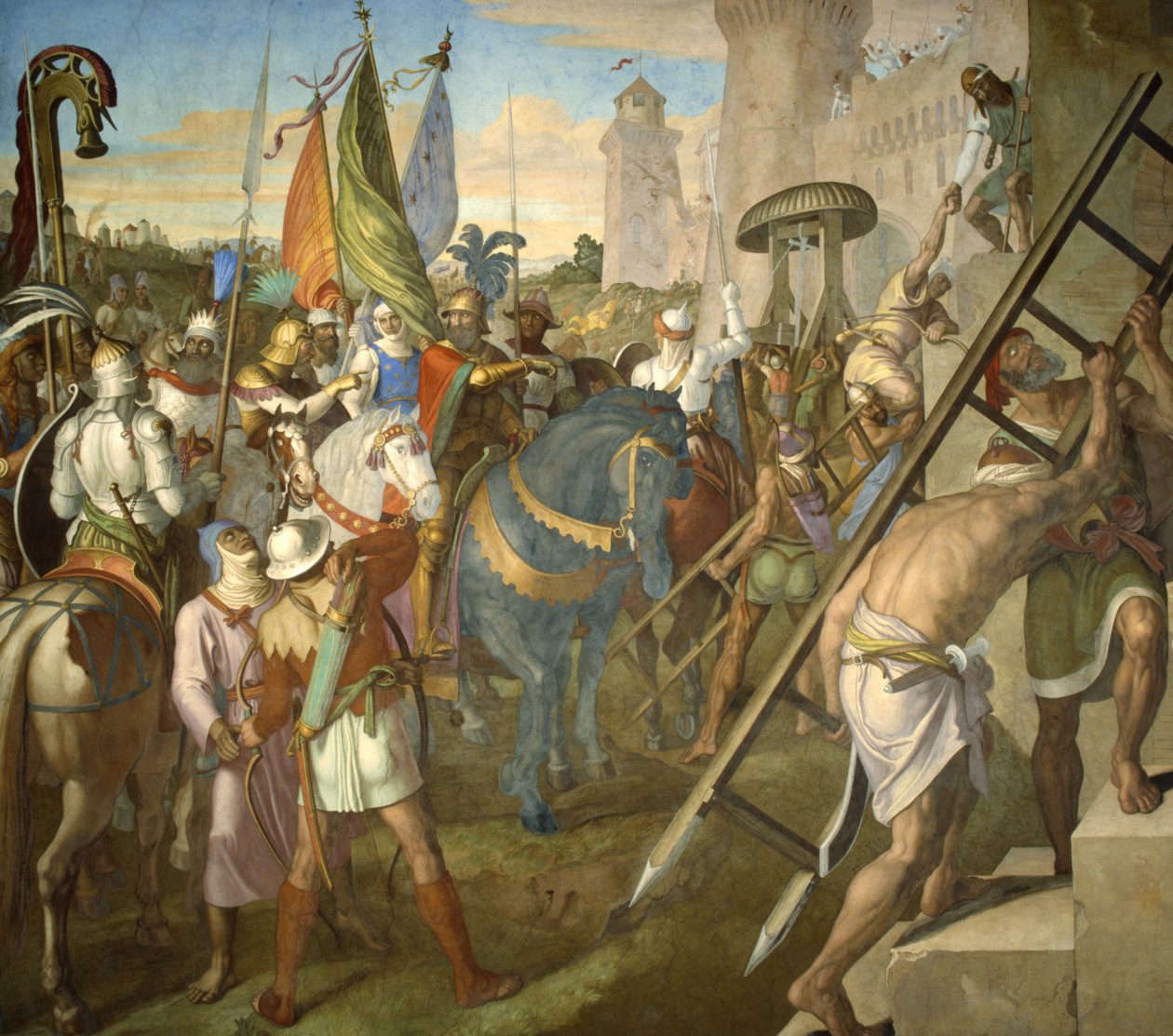 Agramantes armé som besegrade Karl den Stores styrkor av Julius Schnorr von Carolsfeld
