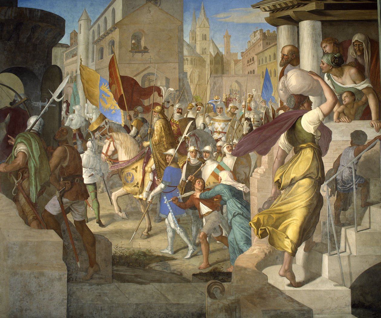 Karl den Stores armé i Paris av Julius Schnorr von Carolsfeld