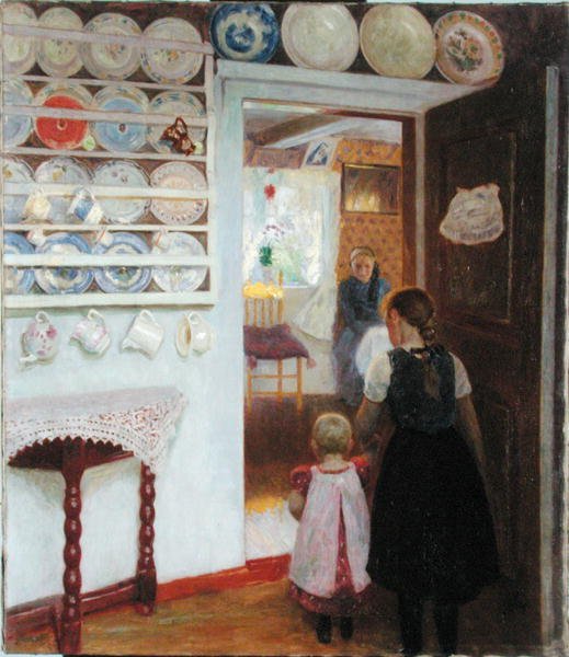 Interiör av ett fiskarhus i Finkenwerder av Julius August Friedrich Theodor von Ehren