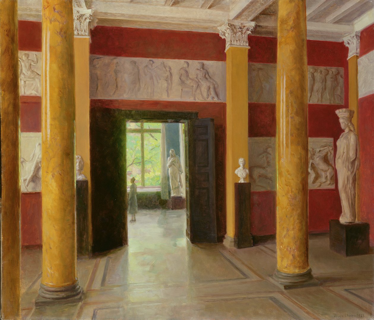 Kolumnhallen i den gamla delen av Hamburg Kunsthalle, 1928 av Julius August Friedrich Theodor von Ehren