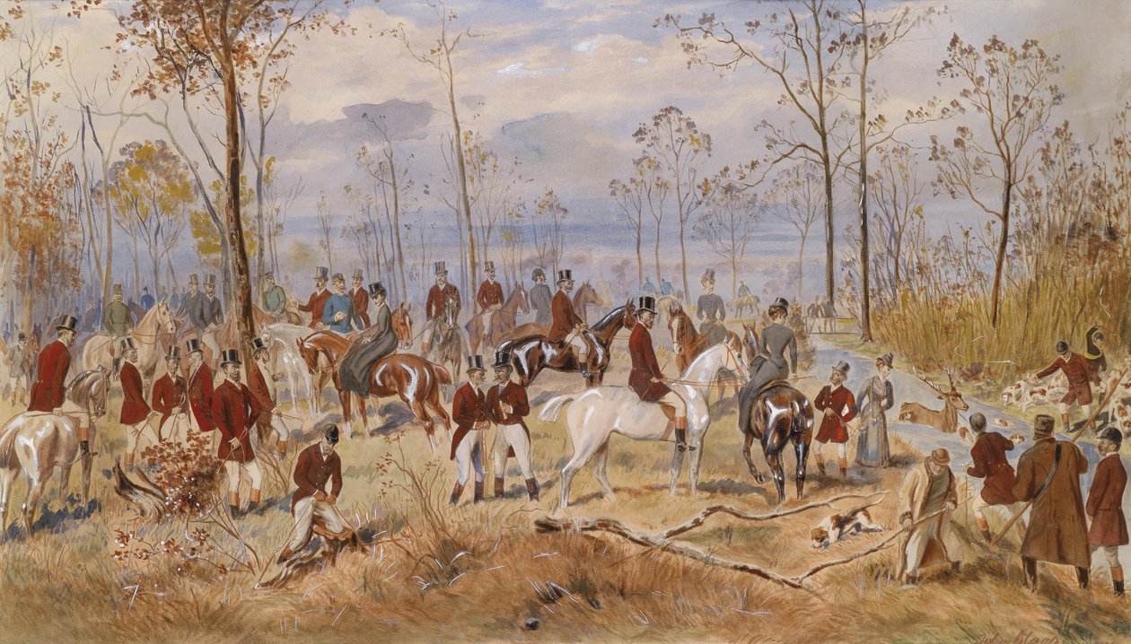 Rävjakt, c. 1890 av Julius Blaas von