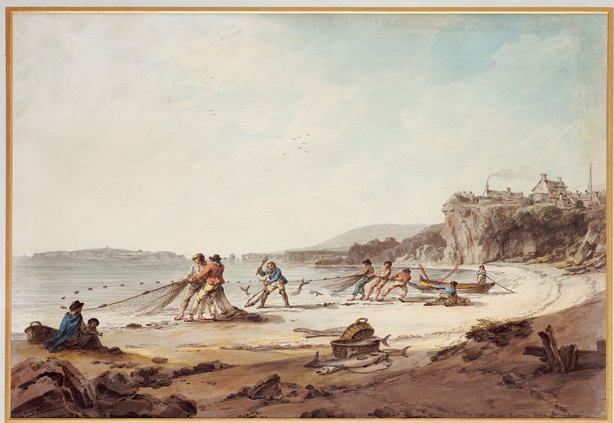 Ett dragnät i Tenby, 1795 av Julius Caesar Ibbetson
