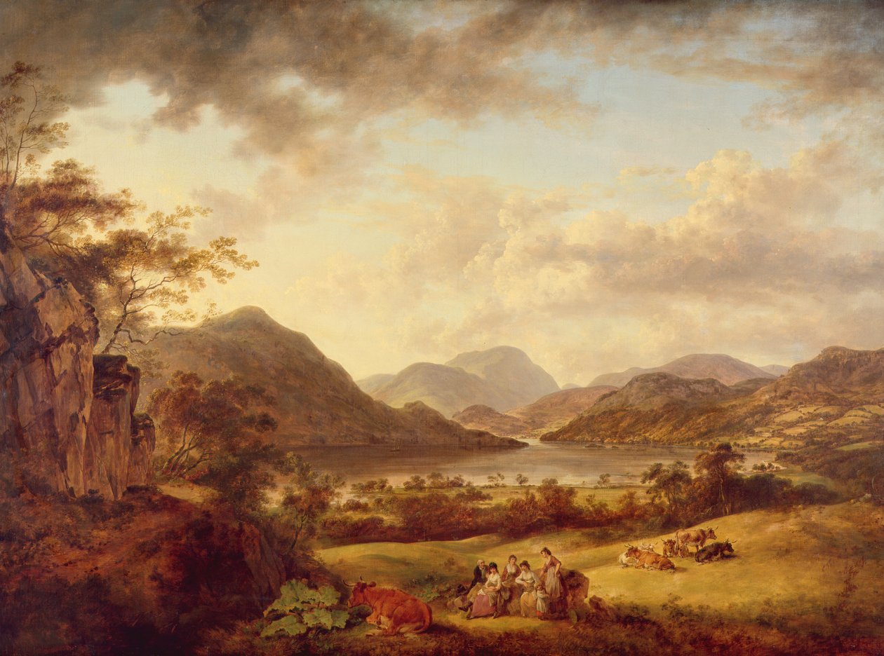 En utsikt över Ullswater från Gowbarrow, 1801 av Julius Caesar Ibbetson