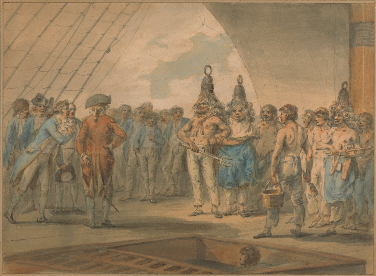 Crossing the Line-ceremonin ombord på skeppet, "Vestal" av Julius Caesar Ibbetson