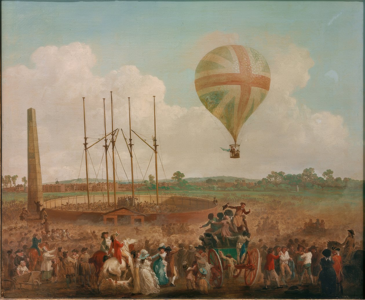 George Biggins Aufstieg i Lunardis Ballon av Julius Caesar Ibbetson