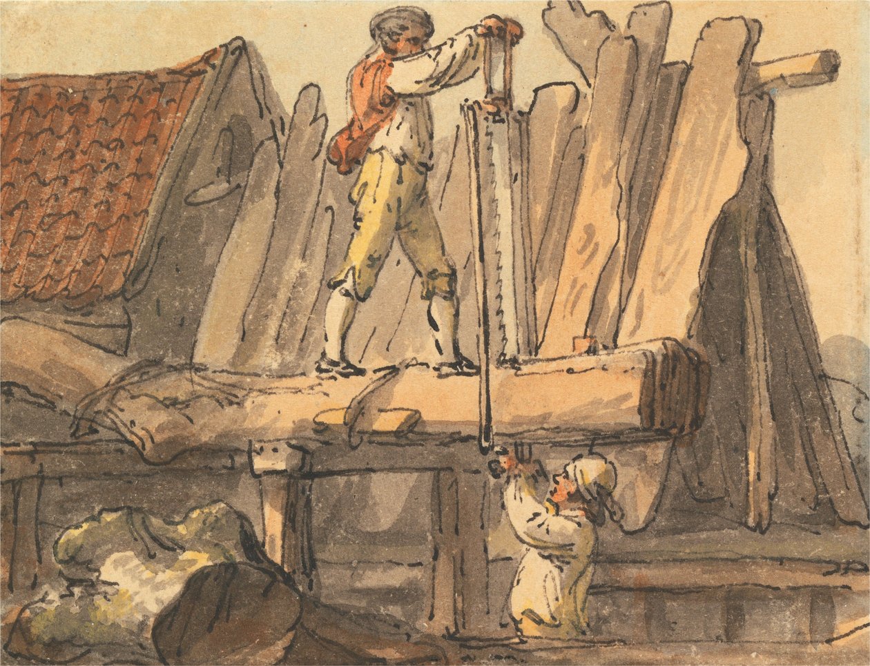 Sågad till plankor av Julius Caesar Ibbetson
