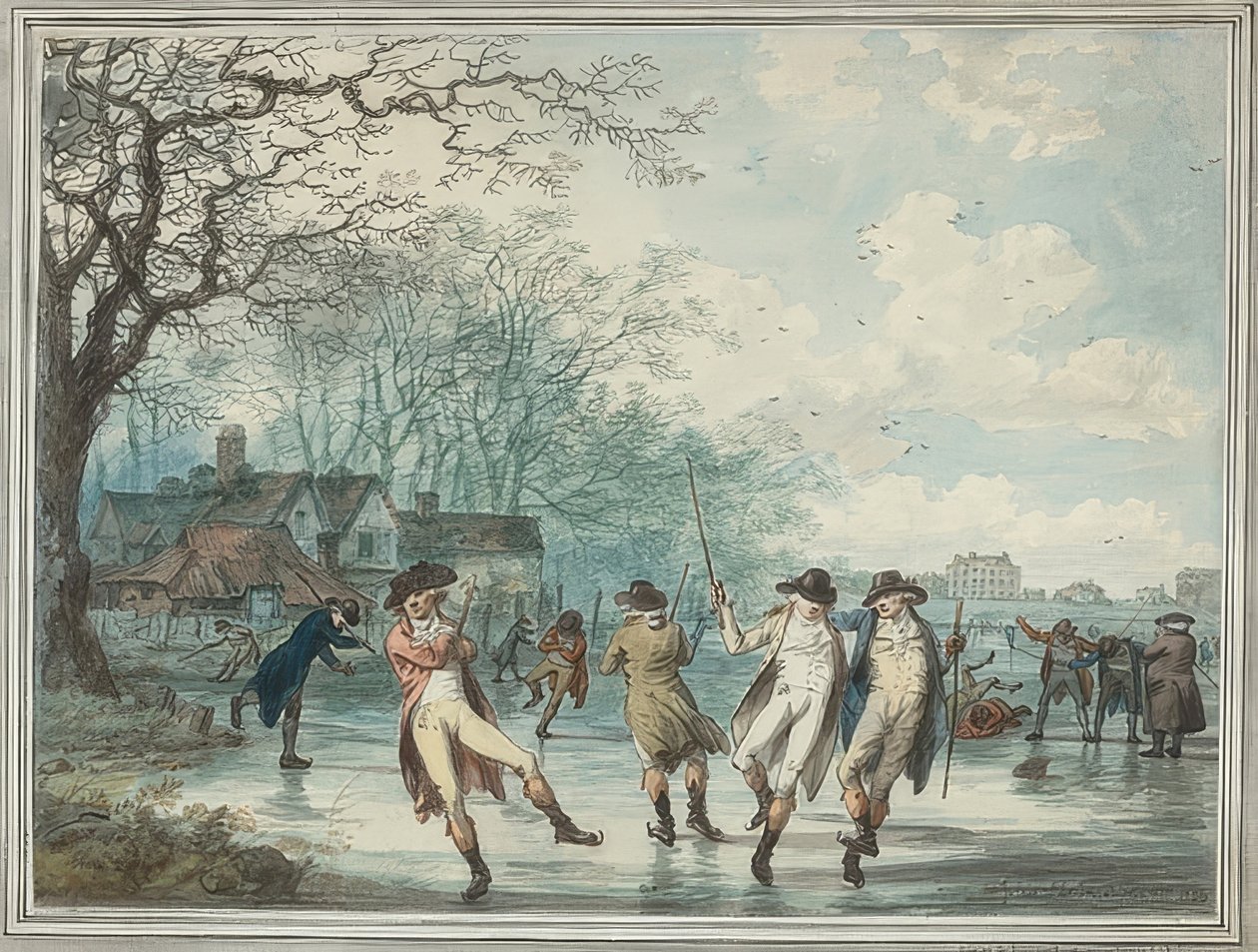 Skridskoåkare på Serpentine i Hyde Park. 1786 av Julius Caesar Ibbetson