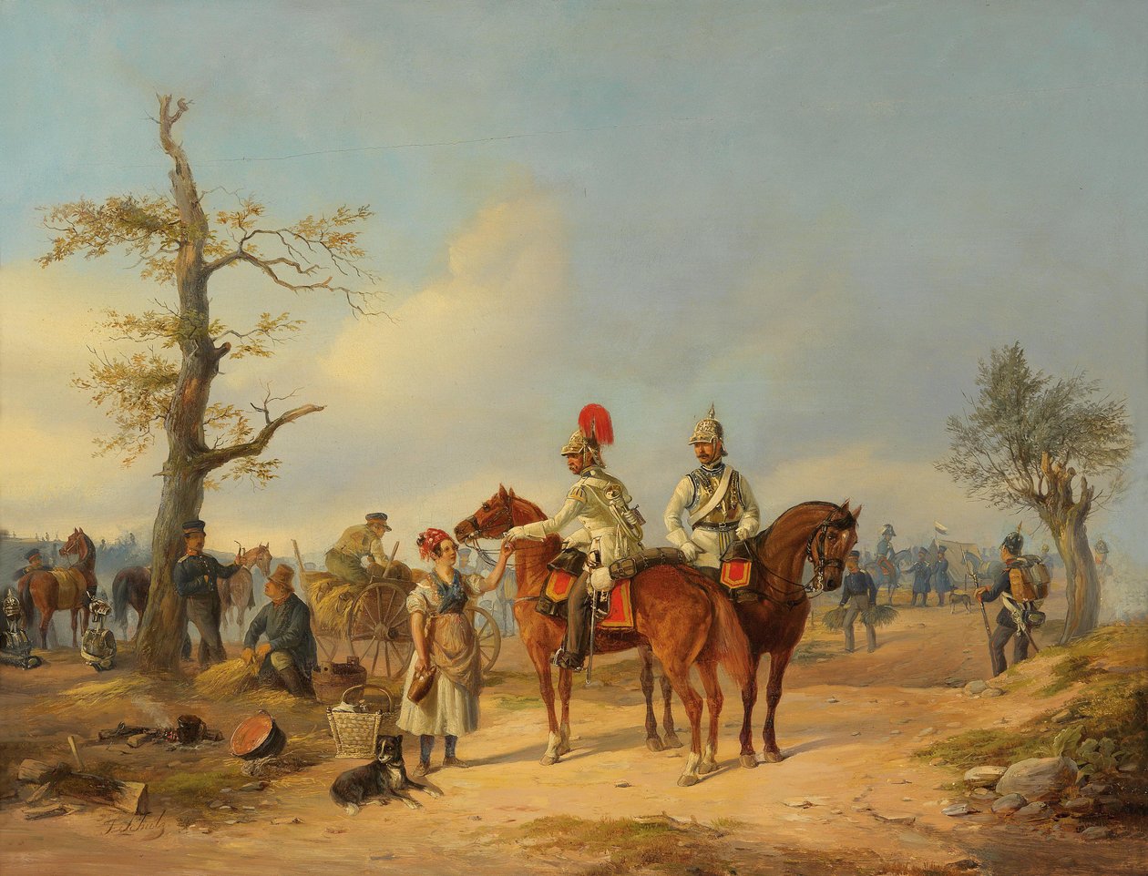 Sutler och preussiska Cuirassiers av Julius Carl Schulz